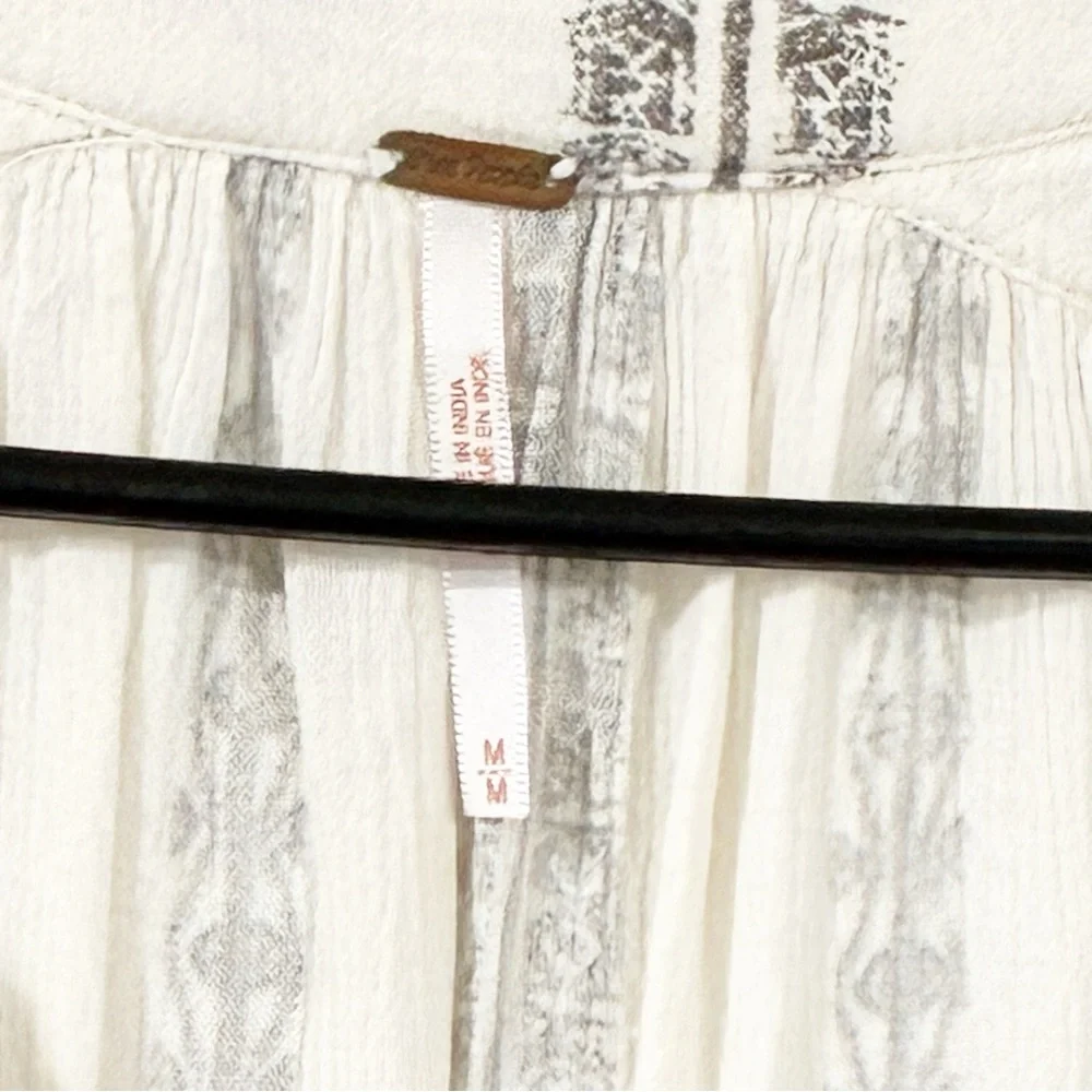 FREE PEOPLE Vanilla Combo Shibori Magic Long Sleeve‎ Top Size Medium